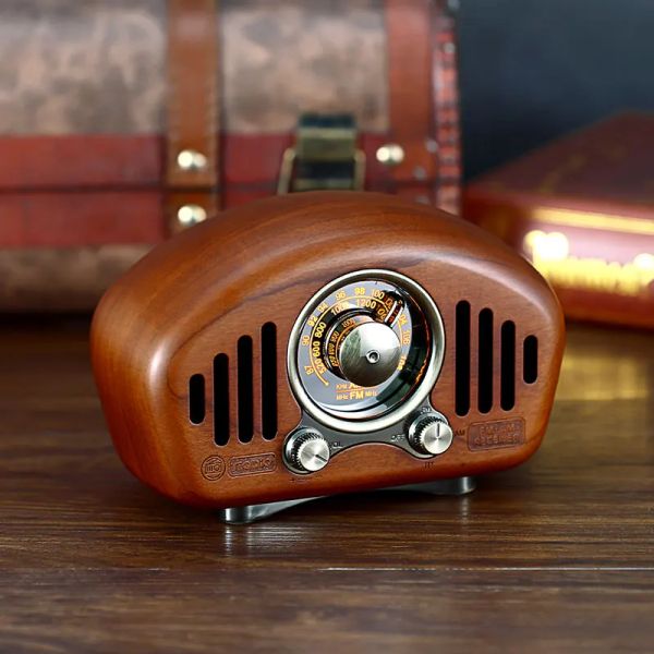 Altavoces Clásico vintage retro Madera FM AM SD MP3 Bluetooth Radio recargable con altavoz Admite función AUX Graves fuertes Volumen alto