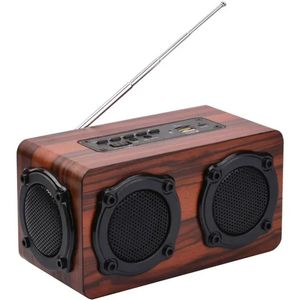 Altavoces Altavoz Bluetooth inalámbrico de madera clásico con antena Función de radio FM Soporte Micro Sd Unidad flash USB Cine en casa portátil