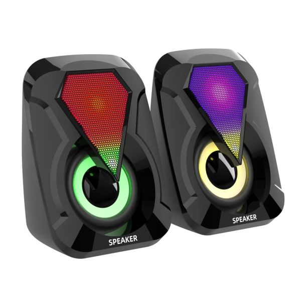 Haut-parleurs Computer en haut-parleurs Bass Stéréo Subwoofer USB câblé avec lumière LED pour smartphones d'ordinateur portable MP3 lecteur