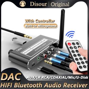 Haut-parleurs DAC Bluetooth 5.2 HIFI Récepteur audio coaxial / mic / usb udisk / 3,5 mm / l RCA Adaptateur sans fil pour le haut-parleur de voiture karaoké KTV avec IR