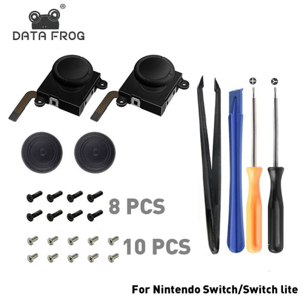 Altavoces Datos Frog 3D Analógico Reemplazo de palo de pulgar Joycon Kit de repuesto Joycon para Nintendo Switch Lite OLED Controlador Accesorios para la herramienta de reparación