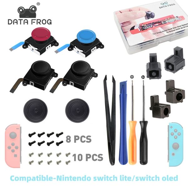 Altavoces Data Frog Joystick 3D Analógico Reemplazo de barra de pulgar Joycon Kit de repuesto para Nintendo Switch Lite Lite OLED CONTROLOR DE REPARACIÓN TORNILLA