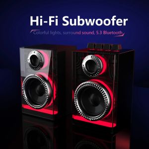 Haut-parleurs de bureau coloré subwoofer hifi coundound son bluetooth haut-parleur multifonctionnel 2,0 canal sans fil de carte