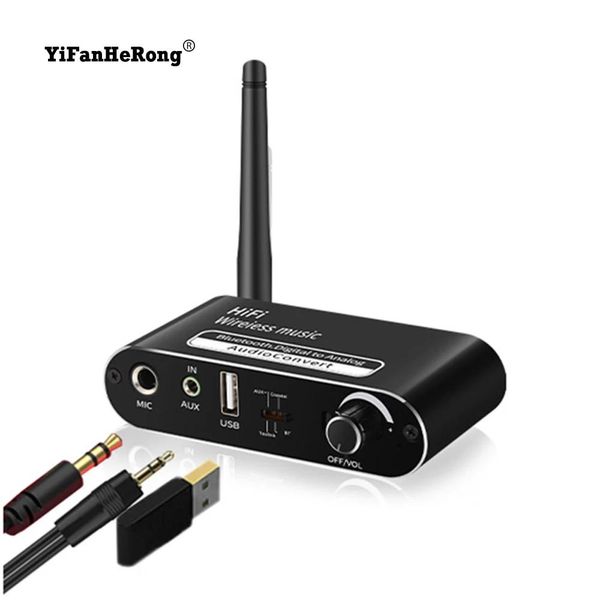 Altavoces Convertidor de audio digital a analógico Dac Fibra óptica coaxial a 3,5 mm Aux Rca para amplificador Altavoz Receptor compatible con Bluetooth