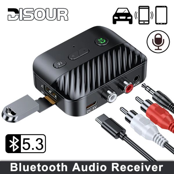DISOUR NOUVEAU Bluetooth 5.3 Récepteur Audio 3.5MM AUX RCA HiFi Adaptateur Stéréo pour Voiture TV Haut-Parleur Amplificateur Récepteur Adaptateur