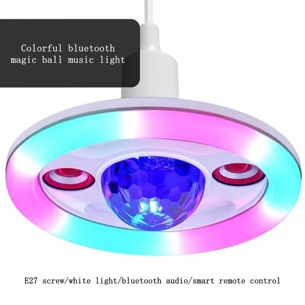 Haut-parleurs e27 plafond LED lampe colorée Home Marquee Lighting Bluetooth 2 haut-parleur Musique légère chambre intelligente avec télécommande Magic Ball