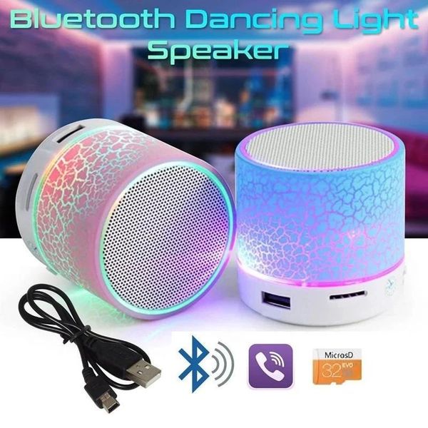 Haut-parleurs Elough Nouveau Mini Portable Car Audio A9 Dazzling Crack LED Sans Fil Bluetooth 4.1 Subwoofer Haut-Parleur TF Carte