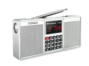 Haut-parleurs EONKO L528 Haut-parleur radio stéréo multifonction Bluetooth AM FM TF USB mains libres AUX Record Clock Type C incluent un Micro SD de 8 Go