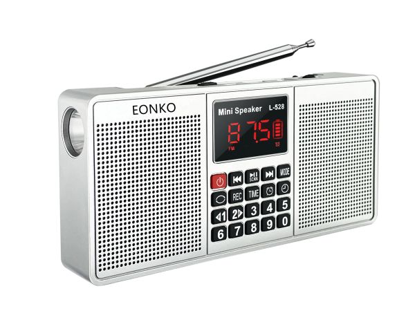 Altavoces EONKO L528 Altavoz Estéreo Multifunción Radio Bluetooth AM FM TF USB Manos Libres AUX Grabar Reloj Tipo C incluye una Micro SD de 8GB