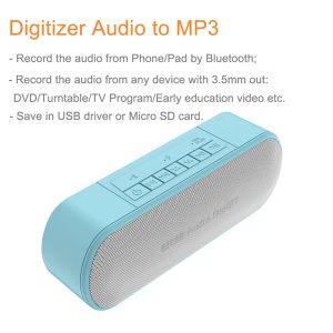Luidsprekers Ezcap221 Audio Capture Card Bluetooth MP3-speler TF-kaart Luidspreker voor pc Telefoon Muziekvideo Engels Luisteren Opname Recorder