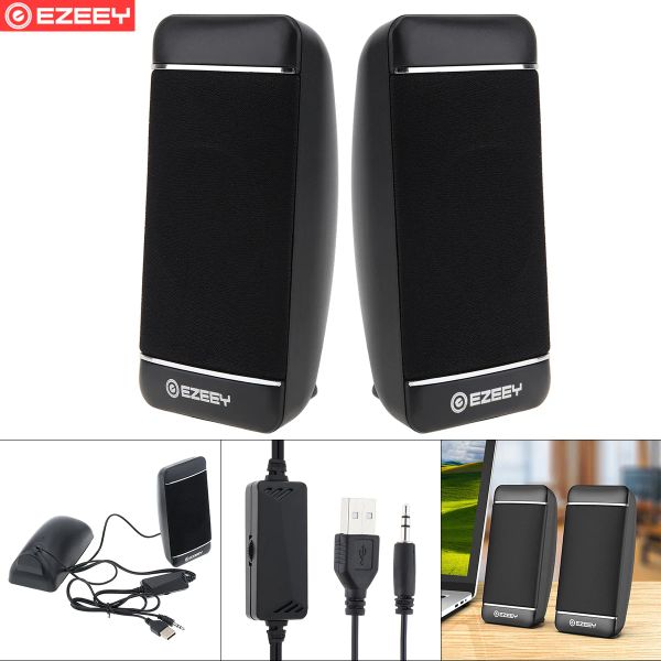 Haut-parleurs EZEEY S4 haut-parleur de caisson de basses USB 5 V à 12 cœurs 1,2 fils avec prise audio 3,5 mm et contrôle du volume pour ordinateur portable/téléphone