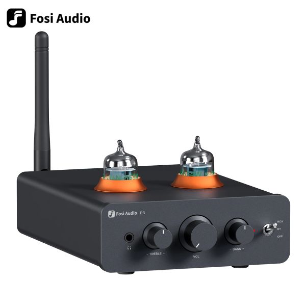 Fosi Audio P3 Bluetooth Tube Amplificateur HiFi Stéréo Préamplificateur Valve Vide avec Contrôle De Tonalité Des Basses Aigus Pour Haut-Parleur À La Maison