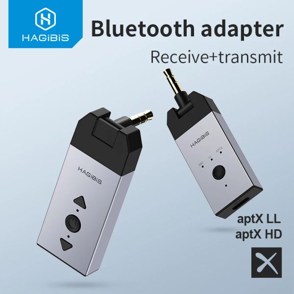 Haut-parleurs Hagibis Bluetooth 5.0 Transmetteur récepteur audio APTX LL APTX HD 3.5 mm Jack AUX Adaptateur sans fil pour le haut-parleur de la voiture PC TV TV
