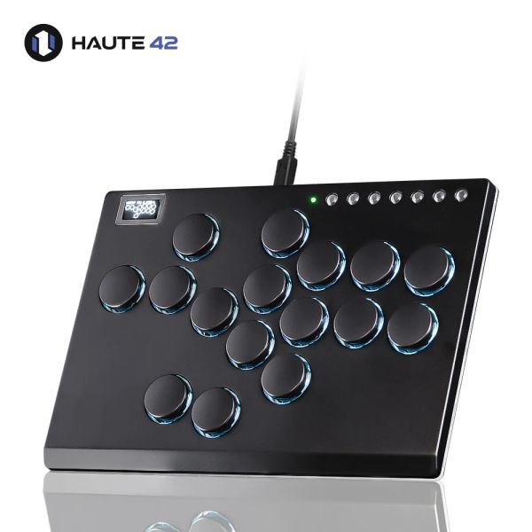 Haut-parleurs Haute42 Metal Joystick Hitbox Contrôleur Arcade Fighting Stick pour PC / PS3 / PS4 / Switch / Steam Mini Hitbox Leverless Controller