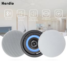 Haut-parleurs Herdio 4inch Construit dans l'amplificateur de classe D numérique D Bluetooth Compatible Plafond haut-parleur 160W Active LoadSpeaker pour salle de bain intérieure