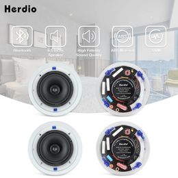 Luidsprekers Herdio 4 stks 6.5 '' 600 Watt 2Way draadloze Bluetooth Plafondluidsprekers Pakket voor Home Theater Systeem Woonkamer Inbouw