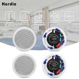 Колонки Herdio, 4 шт., домашние настенные и потолочные колонки, полнодиапазонные, 5,25 дюйма, Bluetooth-динамики, стереоаудиодинамик для магазина ванной комнаты, отеля