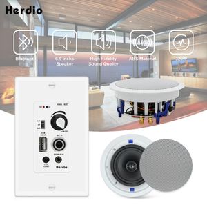 Luidsprekers Herdio 6,5 inch in plafondluidsprekers 320 W 2-weg inbouw met Bluetooth wandmontage versterkerontvanger voor thuisbioscoop badkamer