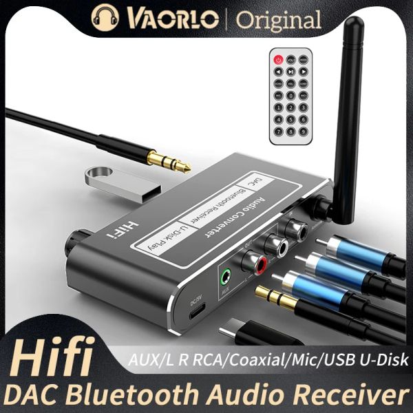 Haut-parleurs HiFi Bluetooth 5.2 Récepteur audio coaxial / mic / usb udisk inout 3,5 mm / l RCA Sortie Adaptateur sans fil pour le haut-parleur de voiture KTV Karaoke