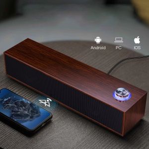 Haut-parleurs Home cinéma filaire Bluetooth haut-parleur ordinateur caisson de basses Echo mur barre de son bureau en bois Soundbox HiFi carte stéréo centre de musique