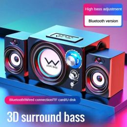 Haut-parleurs Home Theatre 2.1 Subwoofer en bois USB Computer Speakers Music Center Caixa de Som Bluetooth 3,5 mm Player audio pour TV / ordinateur portable PC