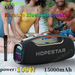 Altavoces Hopestar A60 100W Altavoz Bluetooth de alta potencia al aire libre portátil inalámbrico columna centro de música subwoofer Super Base Audio con micrófono