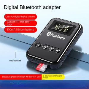 Haut-parleurs K6 Bluetooth 5.0 Récepteur récepteur 4 dans 1 adaptateur Computer Vidéo Enceinte FM en voiture TF Carte AUX3.5 Affichage HD Hand Free HD