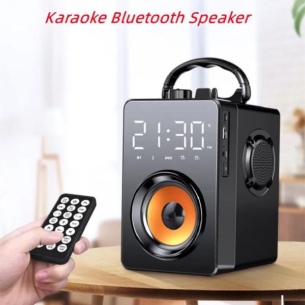 Altavoces Karaoke Altavoz Bluetooth portátil Altavoces para exteriores Subwoofer inalámbrico Radio FM estéreo 3D con control remoto y micrófono