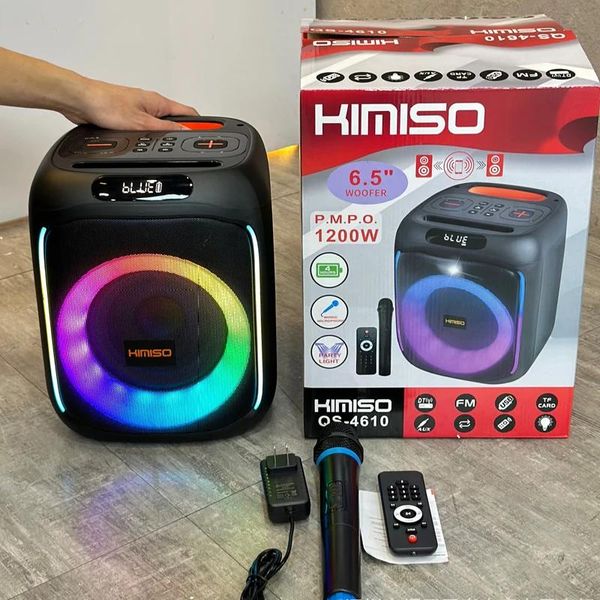 Haut-parleurs KIMISO QS4610 P.M.P.O 1200W puissant mode extérieure RGB pick-up rythme lumière Bluetooth haut-parleur Camping boîte De fête Caixa De Som