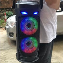Luidsprekers grote vierkante dans draagbare bluetooth luidspreker LED kleurrijke licht soundbar kolom ktv soundbox draadloze subwoofer hifi boombox