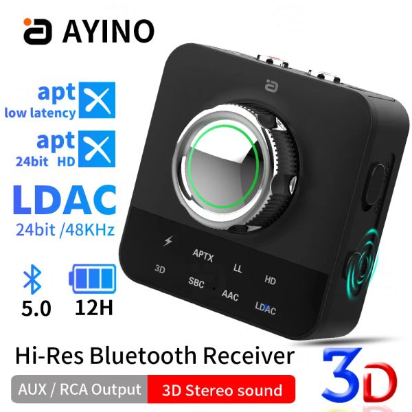 Haut-parleurs LDAC Bluetooth 5.0 Récepteur audio avec micro RCA 3,5 m Jack Aux 3D Stéréo Musique aptX HD Adaptateur sans fil pour TV Haut-parleur de voiture AP