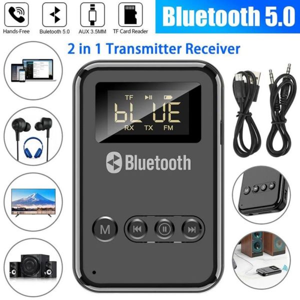 Haut-parleurs LED affichage numérique Bluetooth 5.0 récepteur émetteur adaptateur 3.5MM AUX MP3 TF HIFI Audio adaptateur pour PC TV voiture haut-parleur maison