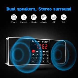 Haut-parleurs Lefon L288 AM FM récepteur radio Bluetooth haut-parleur numérique portable stéréo lecteur MP3 avec TF USB AUX bouton de verrouillage d'appel mains libres