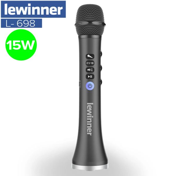 Lewinner L698 Microphone karaoké sans fil haut-parleur Bluetooth 2in1 enregistrement de chant Portable lecteur Ktv Portable pour Ios/android
