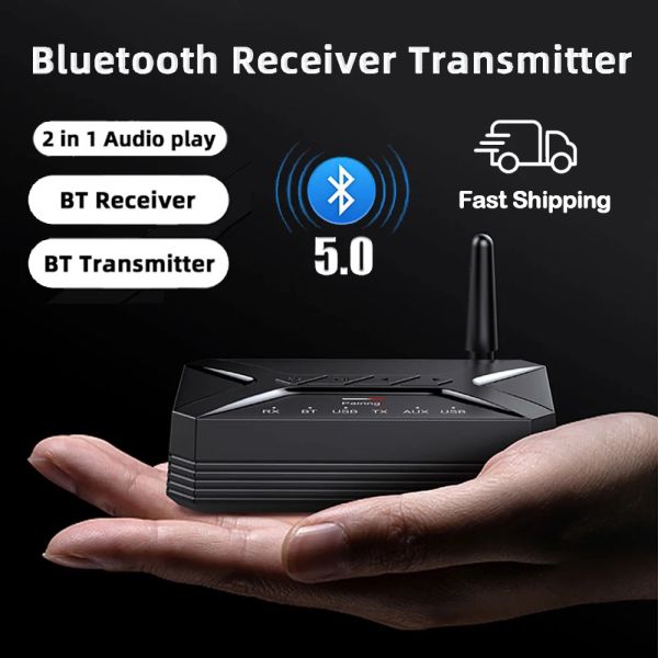 Altavoces Baja latencia Bluetooth5.0 Transmisor de audio Receptor 3,5 mm AUX Jack RCA Adaptador inalámbrico de música estéreo para PC TV Auriculares Altavoz