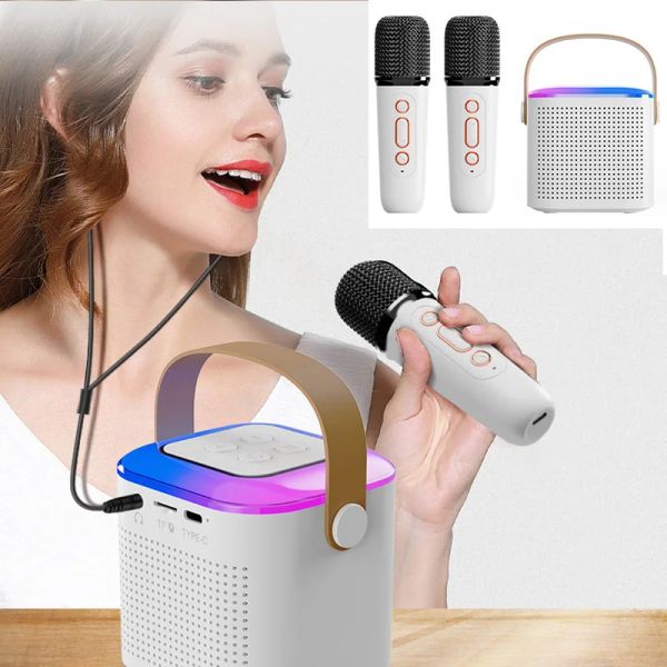 Haut-parleurs Microphone Karaoke Machine portable Bluetooth 5.3 Système de haut-parleurs PA avec 12 microphones sans fil Famille Home Family Machine