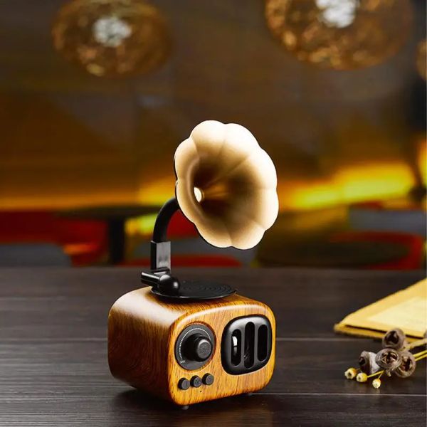 Altavoces Mini altavoz retro Gramófono antiguo Altavoz Bluetooth inalámbrico Llamada manos libres Tarjeta TF Reproductor de música en disco U Decoración del hogar