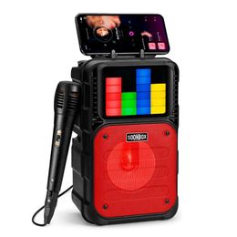 Altavoces Altavoz Bluetooth de Karaoke Multifuncional Sistema de Sonido de Baile Cuadrado estéreo portátil 360 para Exteriores con micrófono inalámbrico y Sub
