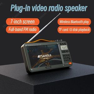 Haut-parleurs Haut-parleurs Bluetooth sans fil multifonctions Radio FM/MW/SW pour la maison personnes âgées bande complète LED écran HD lecteur vidéo de danse carrée