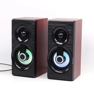 Altavoces Música Altavoces USB Wired Mini Computadora Altavoces Basos PC Wooden PC Home Speaker de 3.5 mm Aux para computadora portátil Desktop Smart Phones