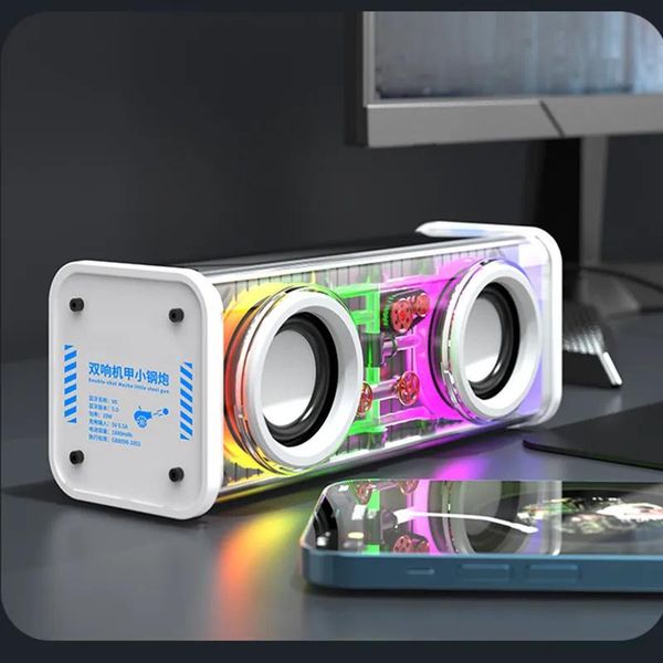 Altavoces Nuevo V8 Altavoces de música Mecha transparentes Bluetooth 5.0 Inalámbrico Bajo Diafragma Subwoofer TWS RGB Luz Mini altavoz de fiesta