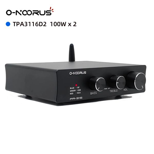 Altavoces Onoorus PA316 Bluetooth 5,0 receptor amplificador Audio amplificador de potencia Digital 2*100W Mini HiFi Clase D altavoz doméstico