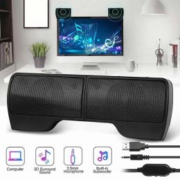 Luidsprekers OUTMIX 1 paar mini draagbare clipon USB-stereoluidsprekers lijncontroller soundbar voor laptop mp3-telefoon muziekspeler pc met clip