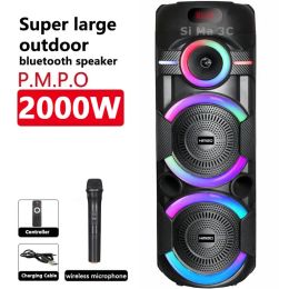 Haut-parleurs Power Power 2000w Caixa de Som Bluetooth Endeurs Dual 8inch Family Party Karaoke Sound Box FM Outdoor Subwoofer Audio avec micro