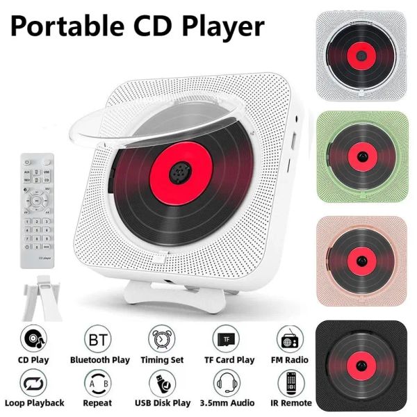 Des haut-parleurs Portable CD Player avec support de musique mural Bluetooth 5.1 Des lecteurs de CD de radio FM Stéréo FM avec télécommande