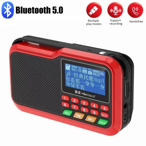 Haut-parleurs Portable FM Radio Mini Radio Receiver Bluetooth Speaker Music Player avec écran LCD Prise en charge HandSfree Tfcard / USB / Headset Play