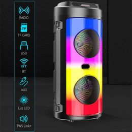 Luidsprekers Draagbare luidsprekers Buiten Hoog volume Afstandsbediening Bluetooth-luidsprekerbox Dual 4 inch Uitspraakkaart Audio FM-radio LED-licht