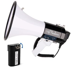 Haut-parleurs Portable Volume Contrôle Bullaphorn Sirène Modes d'alarme en haut-parleur mégaphone avec et sangle Black Bluetooth