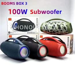 Luidsprekers Draagbare Waterdichte 100 W Krachtige Bluetooth-luidspreker RGB Kleurrijk Licht Draadloos Subwoofer 360 Stereo Surround TWS Boom Box