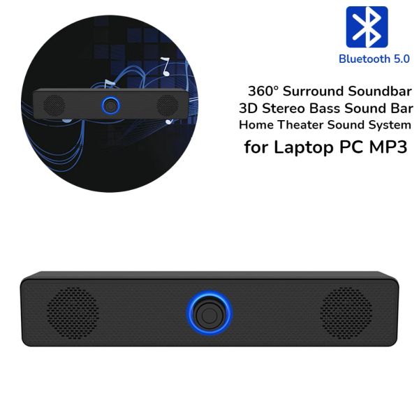 Altavoces Potente ordenador Bluetooth 5,0 barra de altavoz estéreo subwoofer altavoz de graves caja de sonido envolvente de 360 ° para PC portátil teléfono tableta MP3
